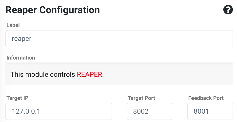 Bitfocus Companion settings for Reaper