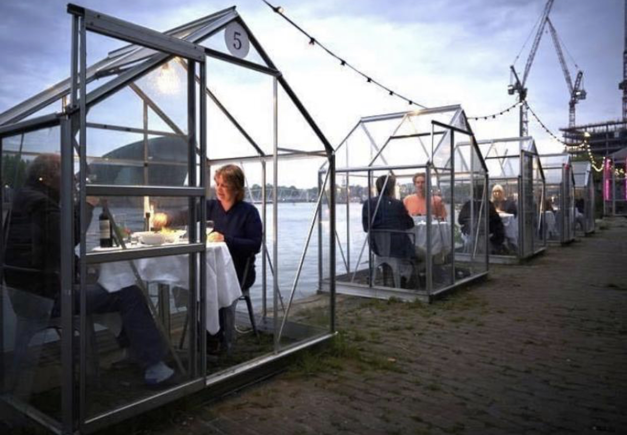 Couples dining in greenhouses. A new normal response to COVID19